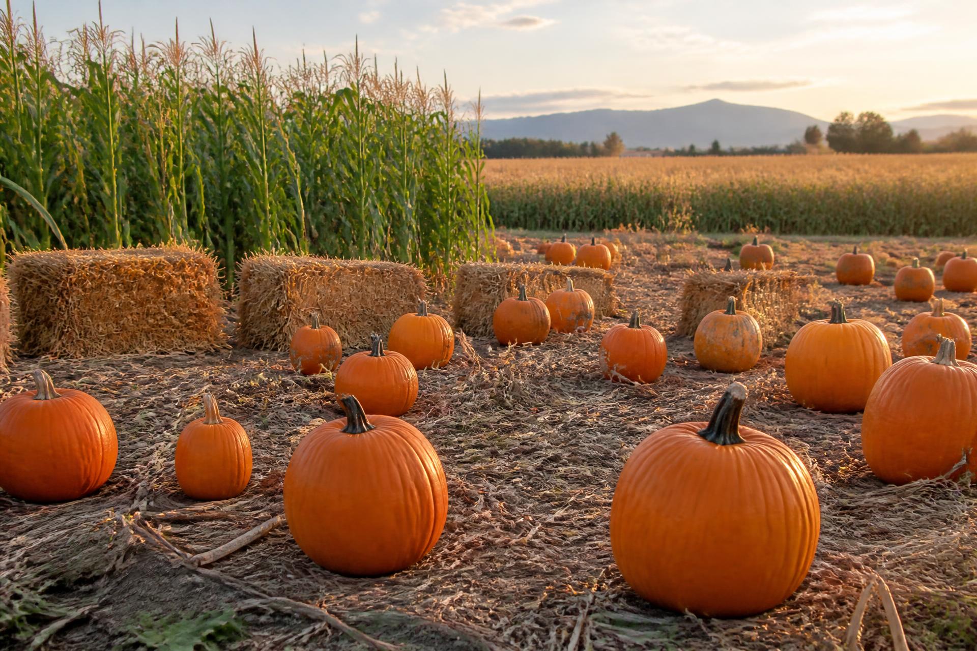 Find your pumpkin among the hay bales.